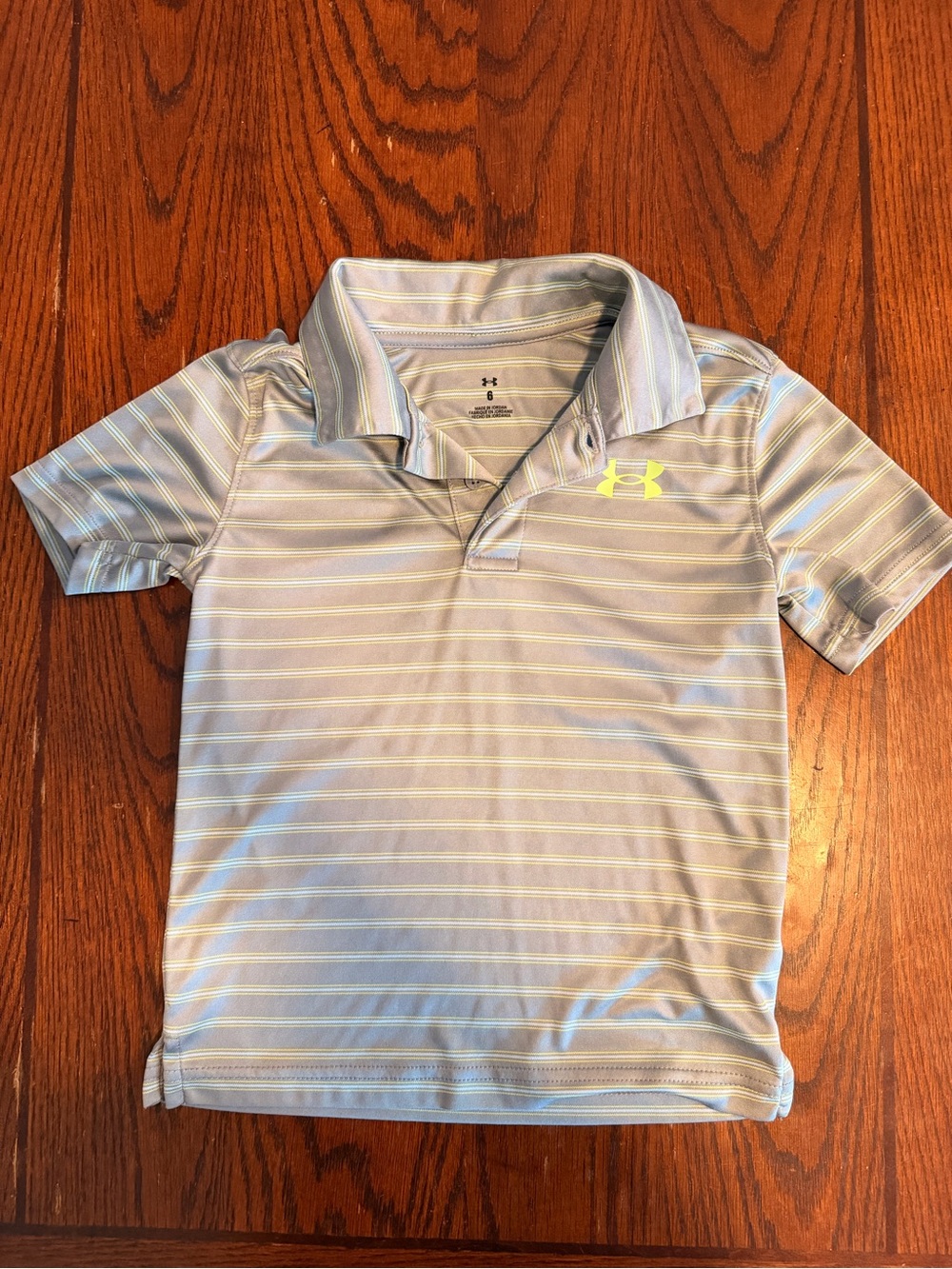 Under Armour Light Blue and Yellow Striped Boys' Polo size 6